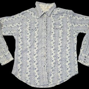 Twenty x Women's Western Long-sleeve Button-up w/ blue floral print, Large